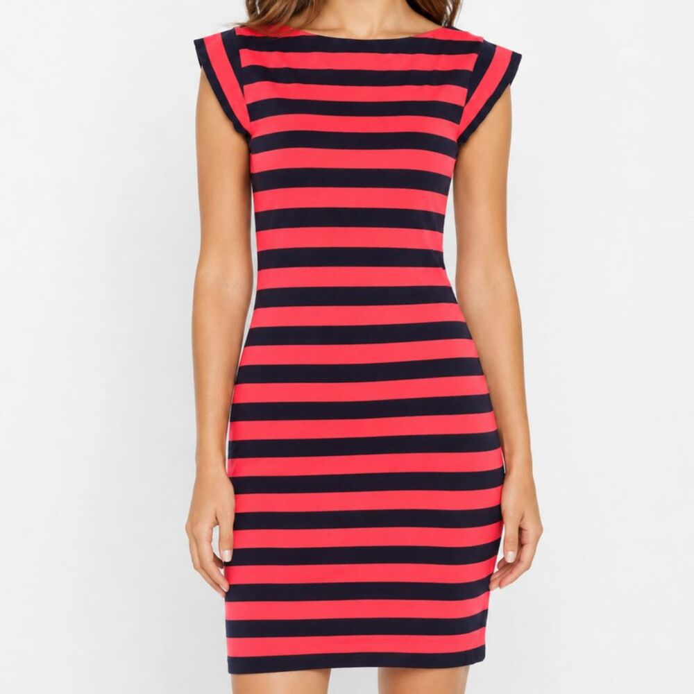 Vintage Y2K Red Black Striped Mini Dress Size Small